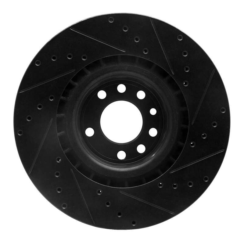 Saab 9-3 Brake Rotor (1) - Front Left - R1 Concepts - Drilled & Slotted - Black - `08-`11